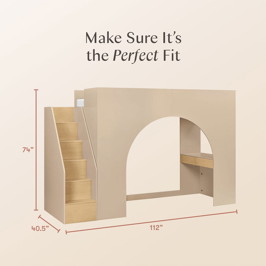 Lit Mezzanine avec Escalier Moab - Taupe / Cendre-Babyletto-LET-M32971TPESH-CLÉMENT