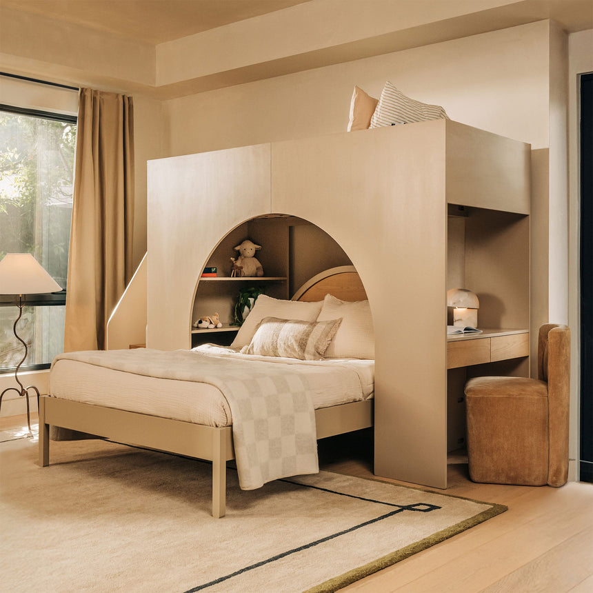 Lit Mezzanine avec Escalier Moab - Taupe / Cendre-Babyletto-LET-M32971TPESH-CLÉMENT