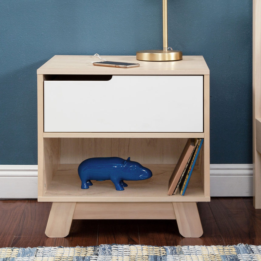 Table de Nuit Hudson avec port USB - Naturel Blanchi / Blanc-Babyletto-LET-M4260NXW-CLÉMENT