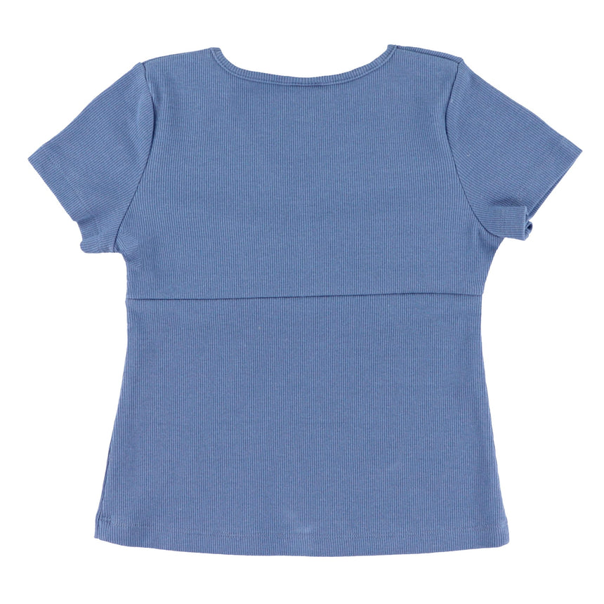 T-Shirt Côtelé Charme 7-14ans-Look-LOK-1253396C-BLE-CLÉMENT