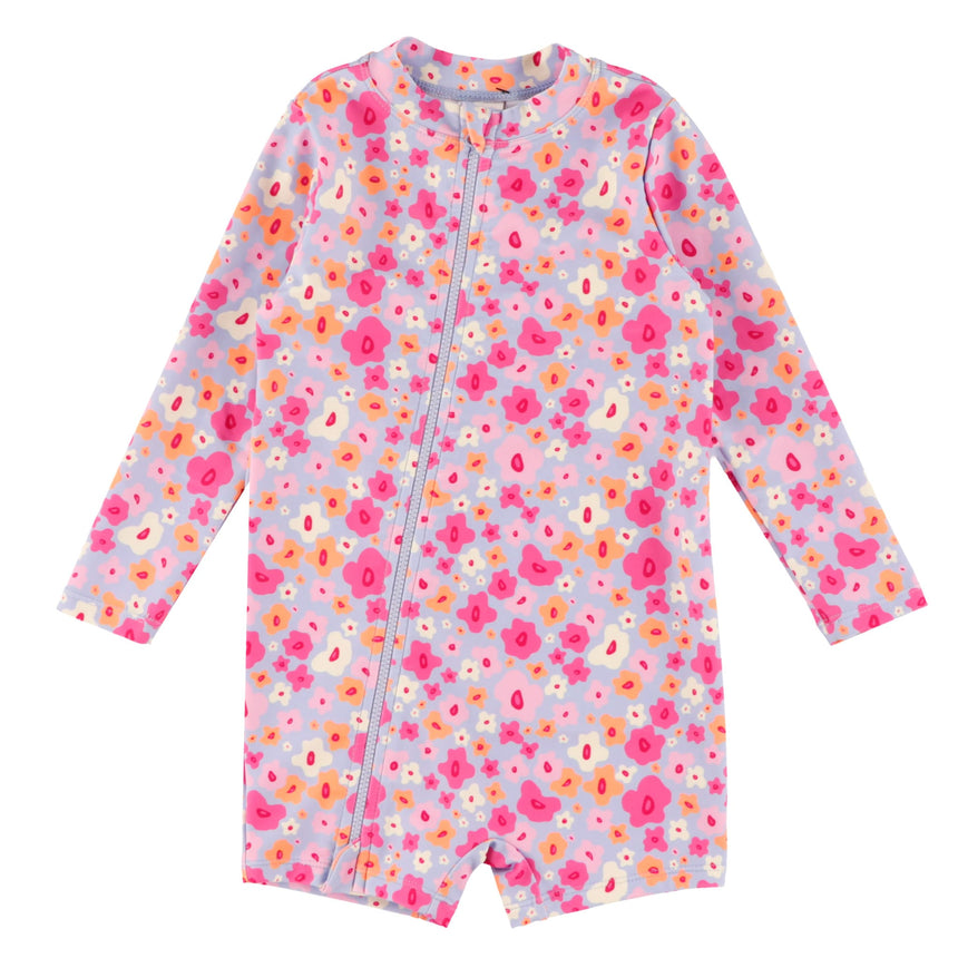 Maillot UV Manches Longues Fleurs 3-24mois-Look-Lilas-3-6 m-LOK-1261052C-CLÉMENT