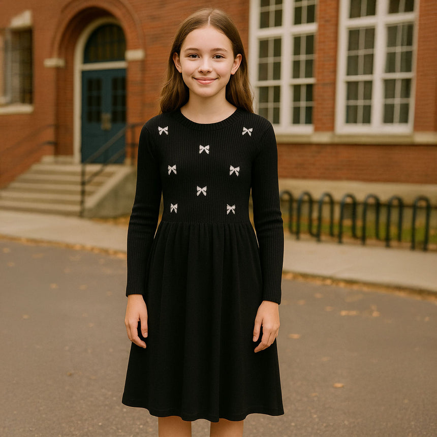 Robe Tricot Boucles Romance 7-14ans-Look-LOK-2253420C-NOI-CLÉMENT