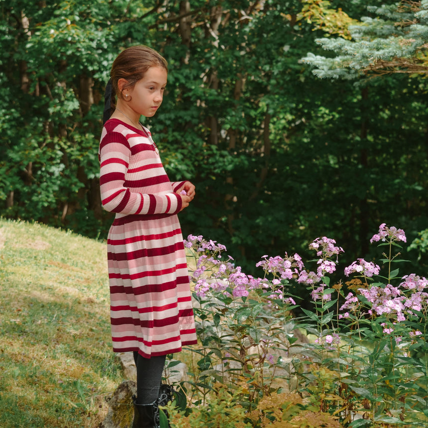 Robe Tricot Romance Rayée 7-14ans-Look-LOK-2253420C-ROS-CLÉMENT