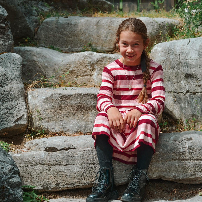 Robe Tricot Romance Rayée 7-14ans-Look-LOK-2253420C-ROS-CLÉMENT