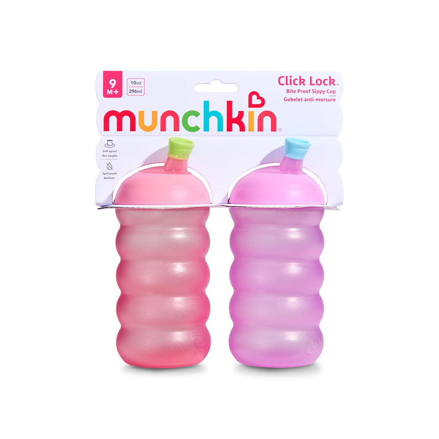 Gobelets Click Lock à Bec Résistant aux Morsures 10 oz (2) - Rose/Mauve-Munchkin-MUN-28711P-CLÉMENT