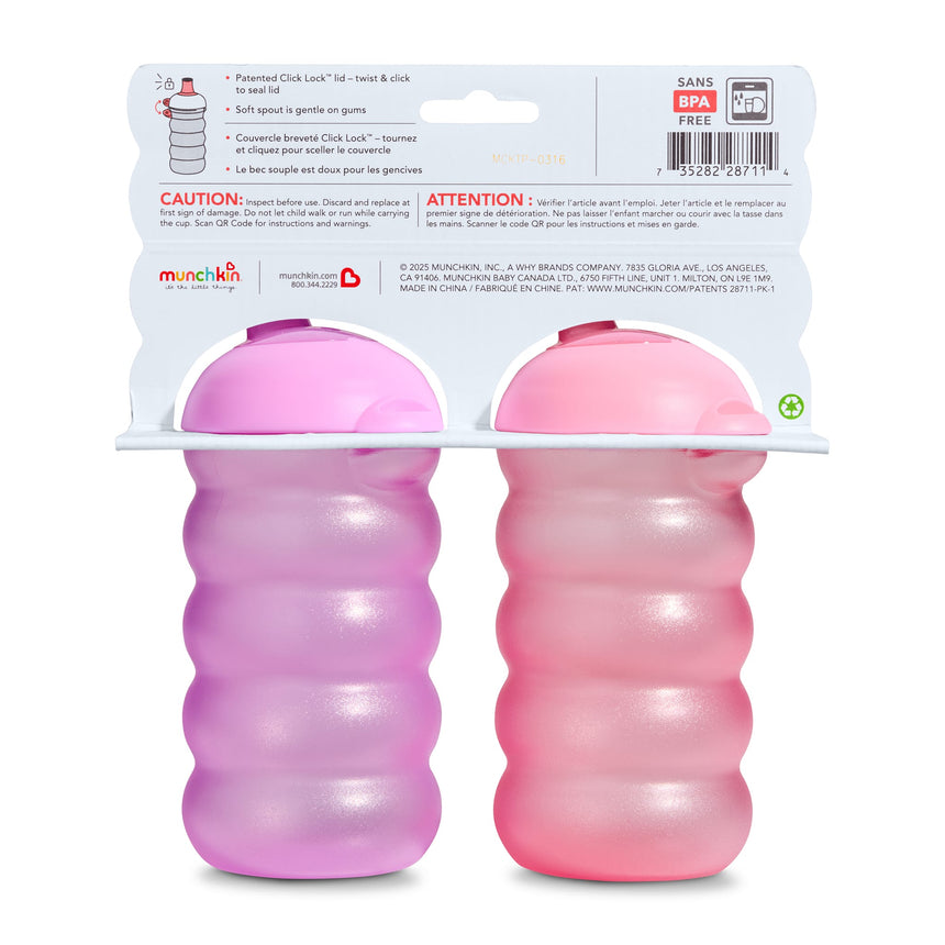 Gobelets Click Lock à Bec Résistant aux Morsures 10 oz (2) - Rose/Mauve-Munchkin-MUN-28711P-CLÉMENT