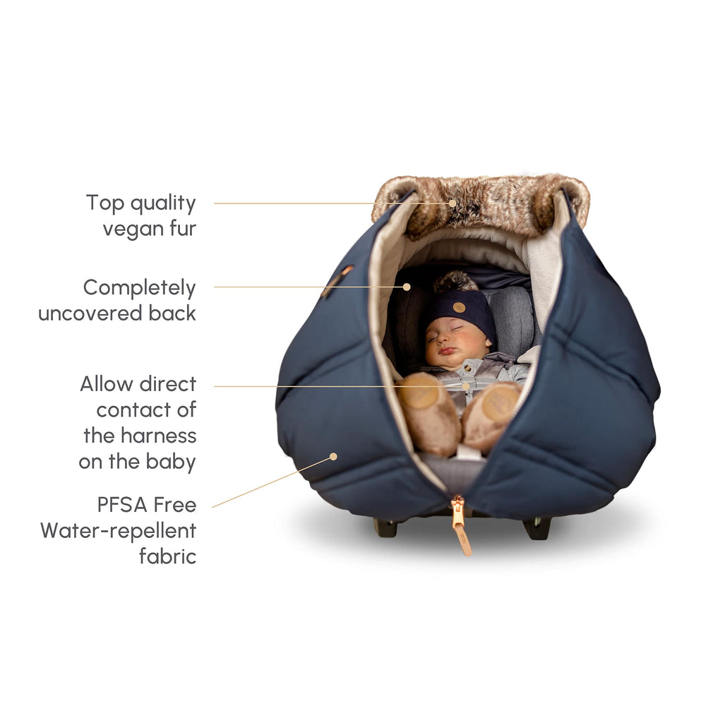 Winter Car Seat Cover - Wool Collection - Chocolate