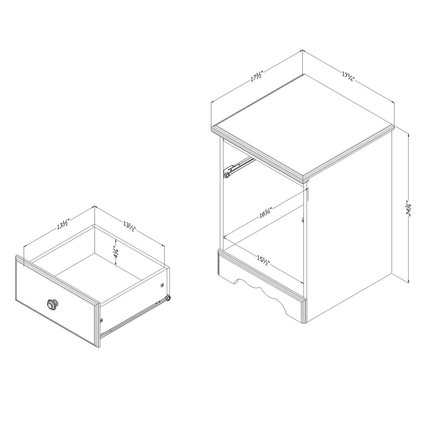 Table de chevet 1 tiroir Summer Breeze - Pin blanc-South Shore-RIV-15994-CLÉMENT