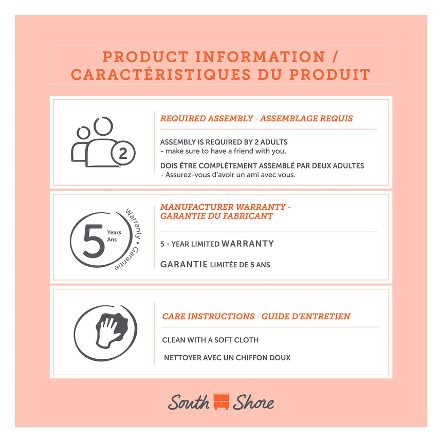 Table de chevet 1 tiroir Summer Breeze - Pin blanc-South Shore-RIV-15994-CLÉMENT