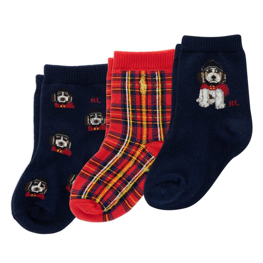 Ensemble de 3 paires de chaussettes Chien des Fêtes - 6 à 24 mois-Polo Ralph Lauren-Marine-6-12 m-RLB-B61535IPK-CLÉMENT