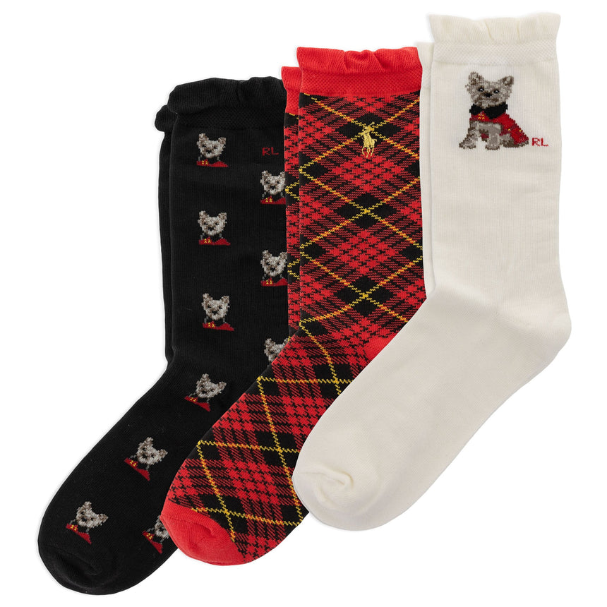 Ensemble de 3 paires de chaussettes Chien festif - Pointures 4 à 11-Polo Ralph Lauren-Ivoire-4-6X-RLB-G42313GPK-CLÉMENT