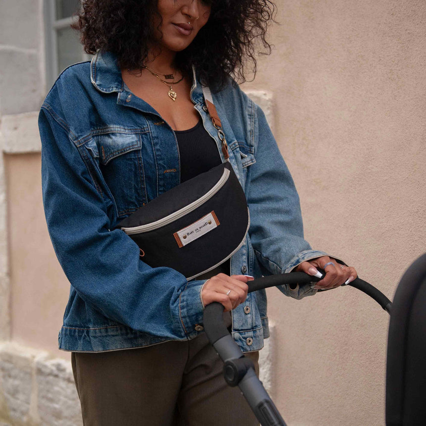 Sac à Langer Banane Avec Bandoulière Armelle - Noir-Baby on board-YND-BOB-2201-CLÉMENT