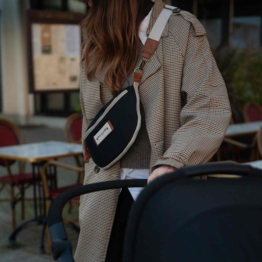 Sac à Langer Banane Avec Bandoulière Armelle - Noir-Baby on board-YND-BOB-2201-CLÉMENT