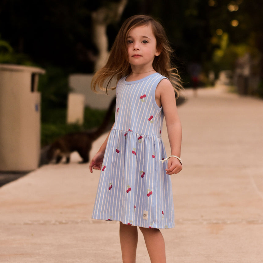 Cherry Stripe Dress 2-8y