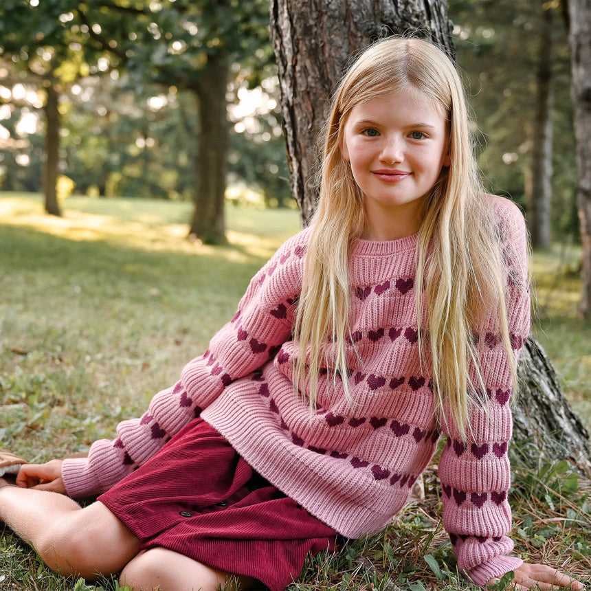 Pull Tricot Romance Coeurs 7-14ans
