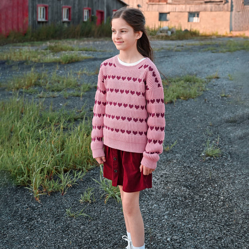 Pull Tricot Romance Coeurs 7-14ans