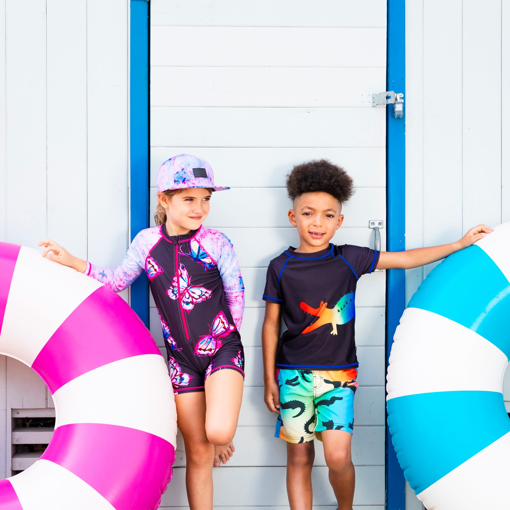 Maillot De Bain 2 Pièces Bébé Garçon/fille - Combinaison Manches Longues + Chapeau Large Bord - Anti-UV - Tissu Doux 92% Polyester 8% Spandex - 10