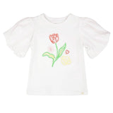 T-shirt Fleur Jonquilles 7-10ans-Deux par Deux-Blanc-7-2X2-H30H71-100C-CLÉMENT