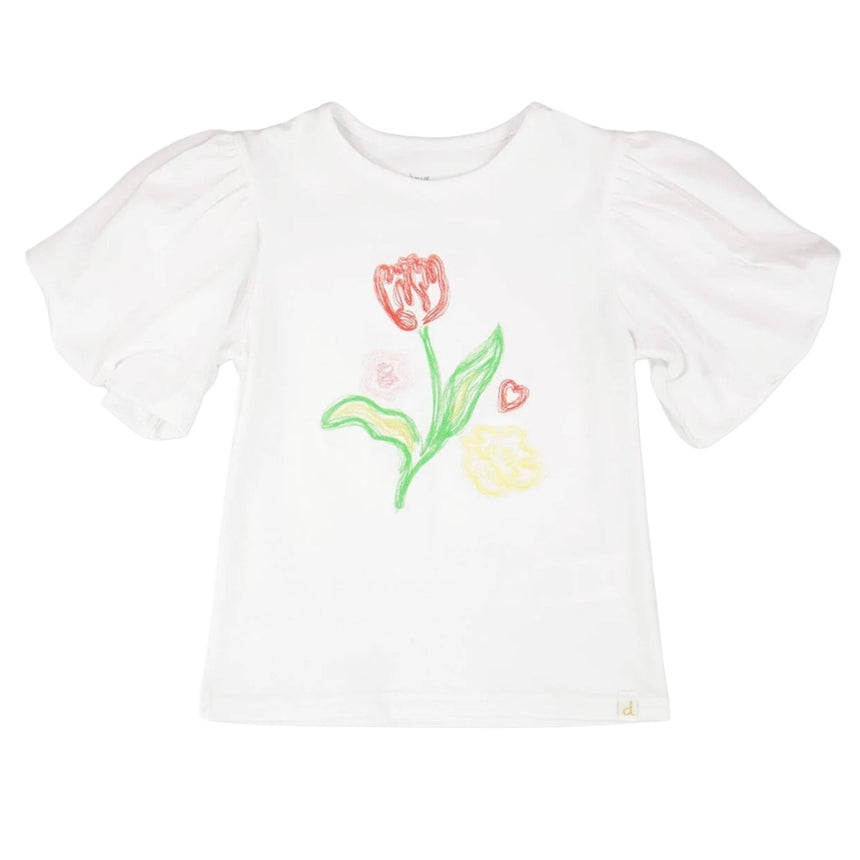 T-shirt Fleur Jonquilles 7-10ans-Deux par Deux-Blanc-7-2X2-H30H71-100C-CLÉMENT