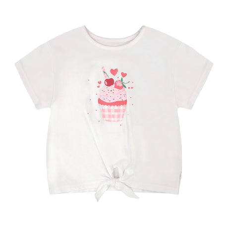 T-shirt Cupcake Cerise 3-6ans-Deux par Deux-Blanc-3-2X2-H30L70-100B-CLÉMENT