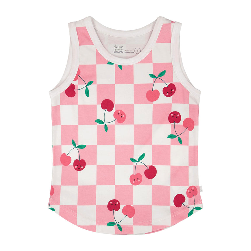 Camisole Carreaux Cerise 3-6ans-Deux par Deux-Rose-3-2X2-H30L72-140B-CLÉMENT