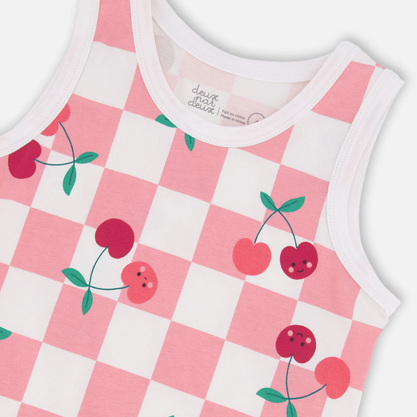 Camisole Carreaux Cerise 7-10ans-Deux par Deux-2X2-H30L72-140C-CLÉMENT