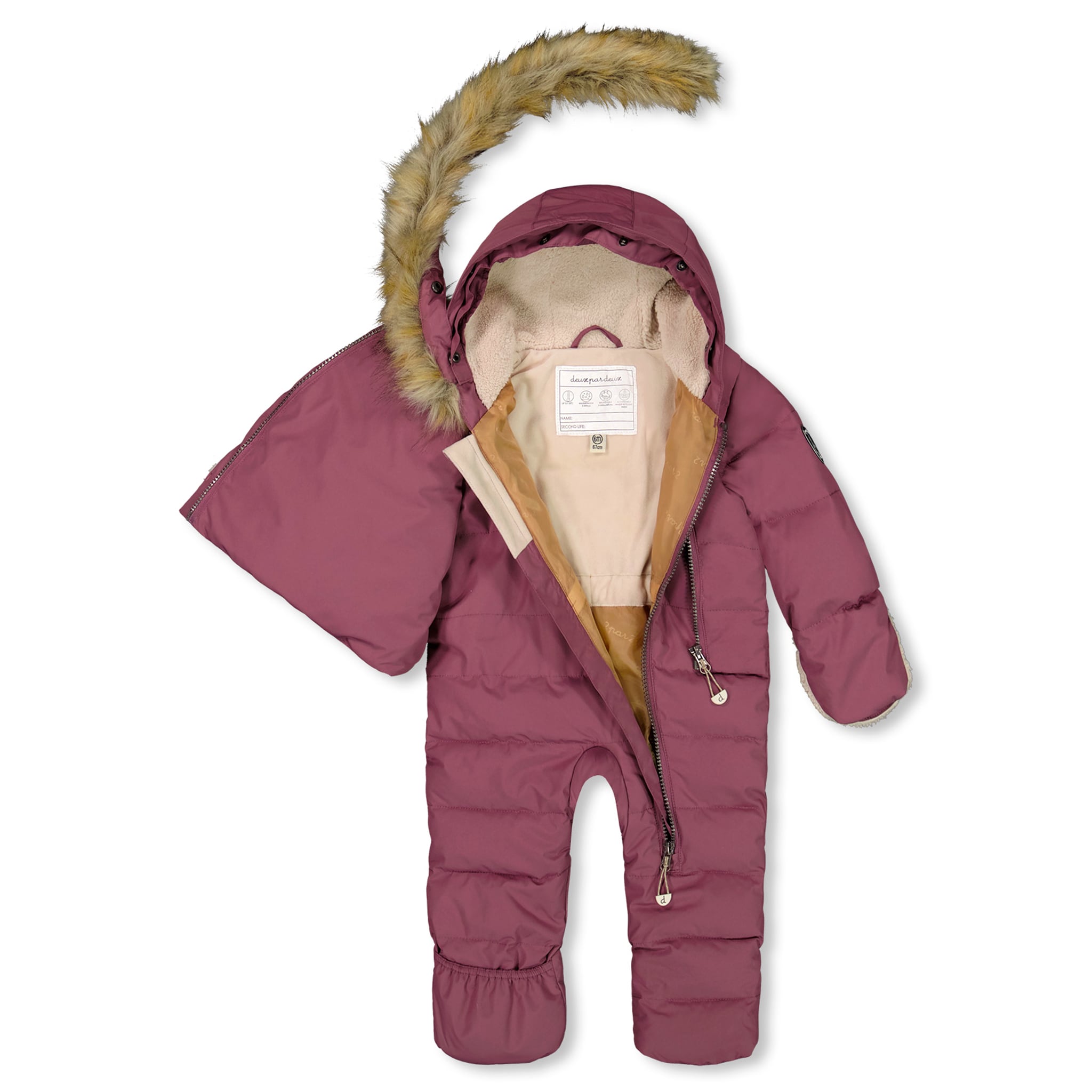 Combinaison Neige Bébé Avec Capuche à Oreilles - Coupe-vent Chaude - Couvre-pieds Intégrés - Taille 3-18 Mois - Double Fermeture éclair - 12
