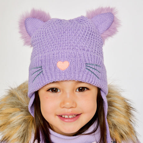 Tuque Tricot Mauve Chat 2-14ans-Deux par Deux-2X3-J10Z18-513B-CLÉMENT