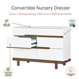 Commode 6 Tiroirs Bliss -  Noyer / Blanc