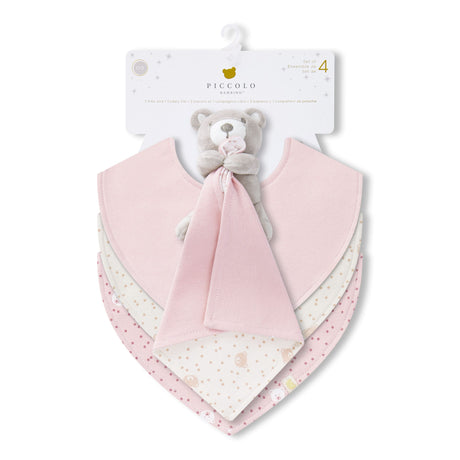 Bavoirs(3) + Peluche Doudou - Ours Rosé-Piccolo Bambino-ABN-PBMS7J99G3PK-CLÉMENT