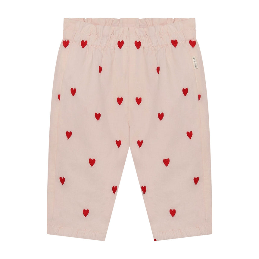 Pantalon Broderie Coeur 3-24mois-Minymo-Rose-3 m-AC1-114386-5003-CLÉMENT