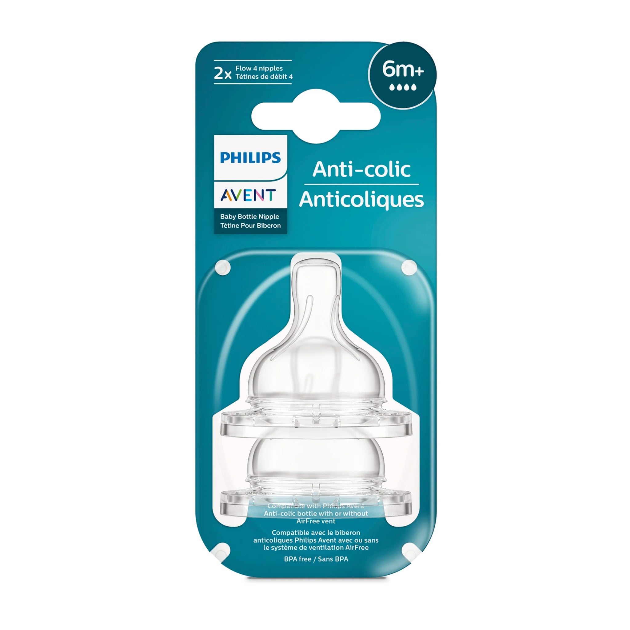 Tétines Anticolique (2) Niveau 4 pour 6mois+ - Philips Avent – CLÉMENT