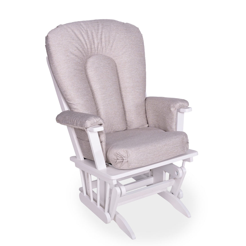 Chaise Berçante Bois - Blanc- Tissus sur commande spéciale-Goberce-Harper 608-GBE-B45-CHAISE-BLANC-CLÉMENT