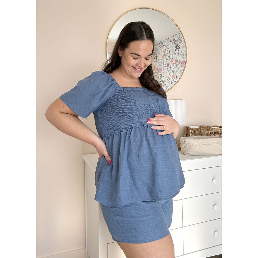 Short Maternité Chambray-Bella Maternite-BEA-1258926C-DEN-CLÉMENT
