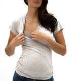 T-shirt Allaitement Gris-Bella Maternite-BEA-1268873C-CLÉMENT