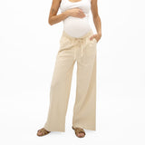 Pantalon Maternité Lin Beige-Bella Maternite-Beige-XS-BEA-1268875C-BEI-CLÉMENT