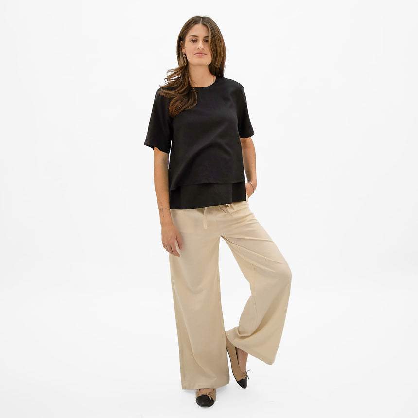 Pantalon Maternité Lin Beige-Bella Maternite-BEA-1268875C-BEI-CLÉMENT