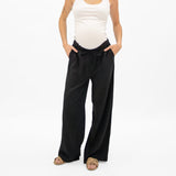 Pantalon Maternité Lin Noir-Bella Maternite-Noir-XS-BEA-1268875C-NOI-CLÉMENT
