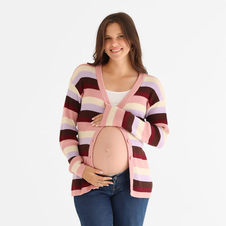 Cardigan Rayé-Bella Maternite-Rose-XS-BEA-2268048C-CLÉMENT