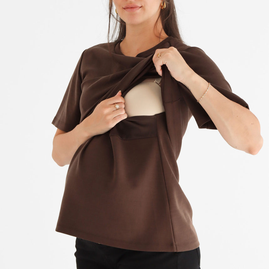 T-shirt Allaitement Confort-Bella Maternite-BEA-2268055C-BRU-CLÉMENT