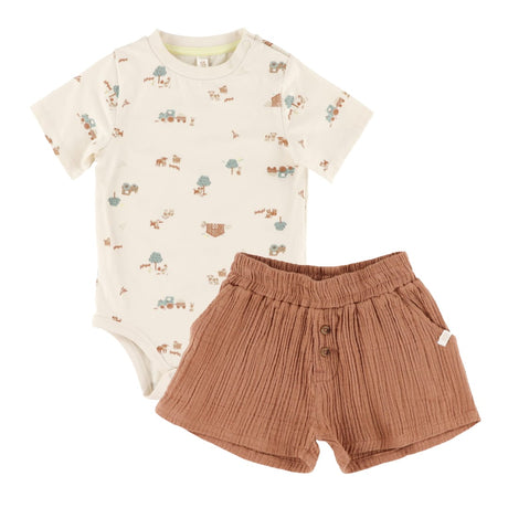 Ensemble Short Ferme 6-24mois-Nano-Ivoire-6 m-BOS-S2659-05-CLÉMENT