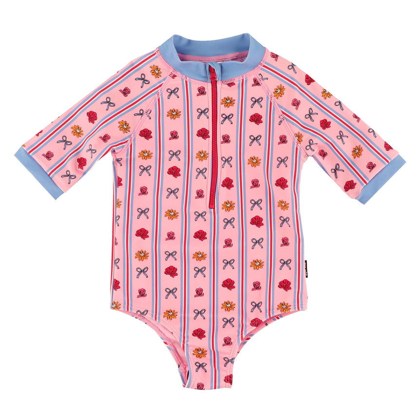 Maillot UV Rayé Fleurs 2-10ans-Birdz-Rose-2-BR1-CLBEKG06743-CLÉMENT