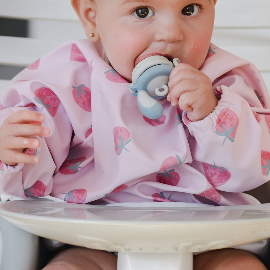 Bavoir Manches Longues - Fraise-Origami-CA3-CSC706-CLÉMENT