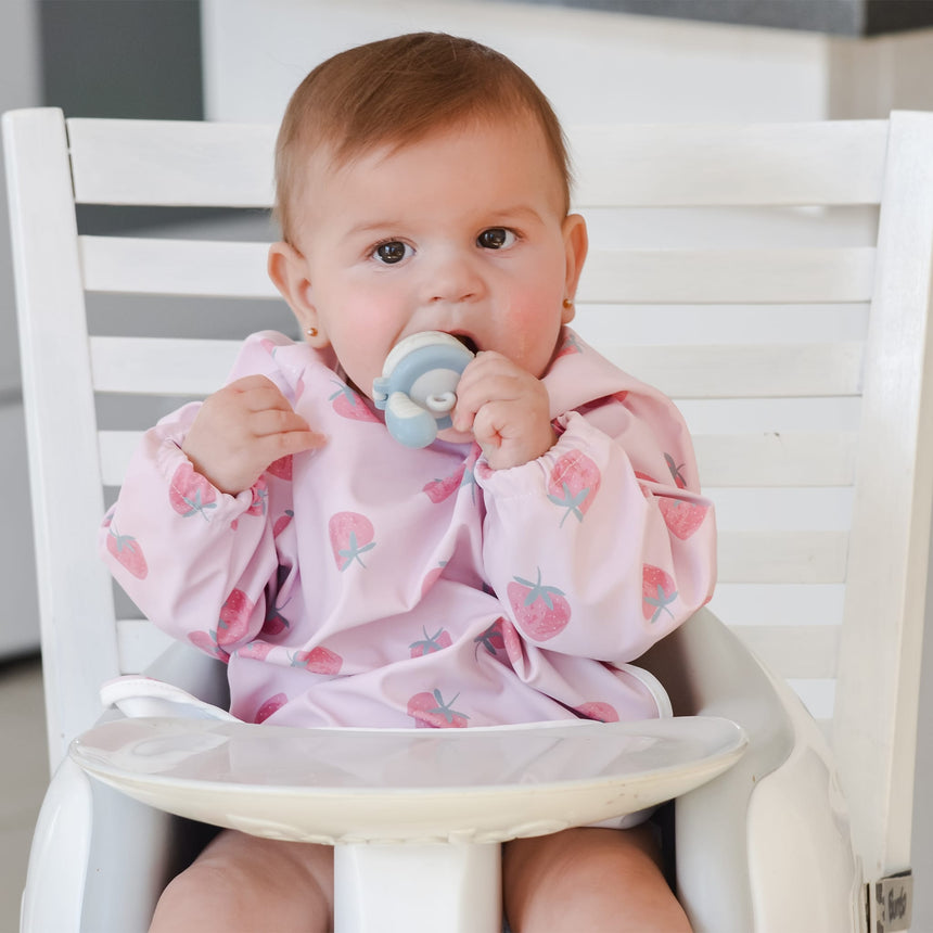 Bavoir Manches Longues - Fraise-Origami-CA3-CSC706-CLÉMENT