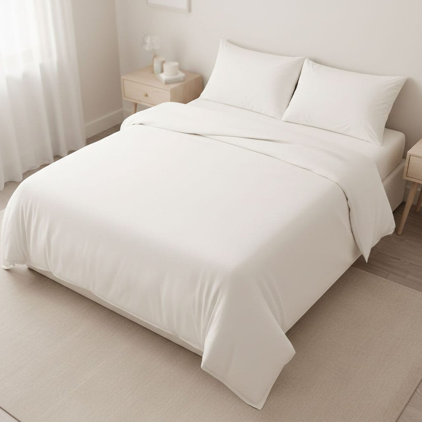 Ensemble Draps Lit Double - Ivoire