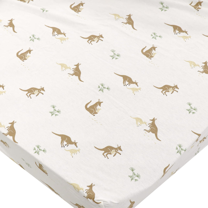 Crib Fitted Sheet - Kangaroo
