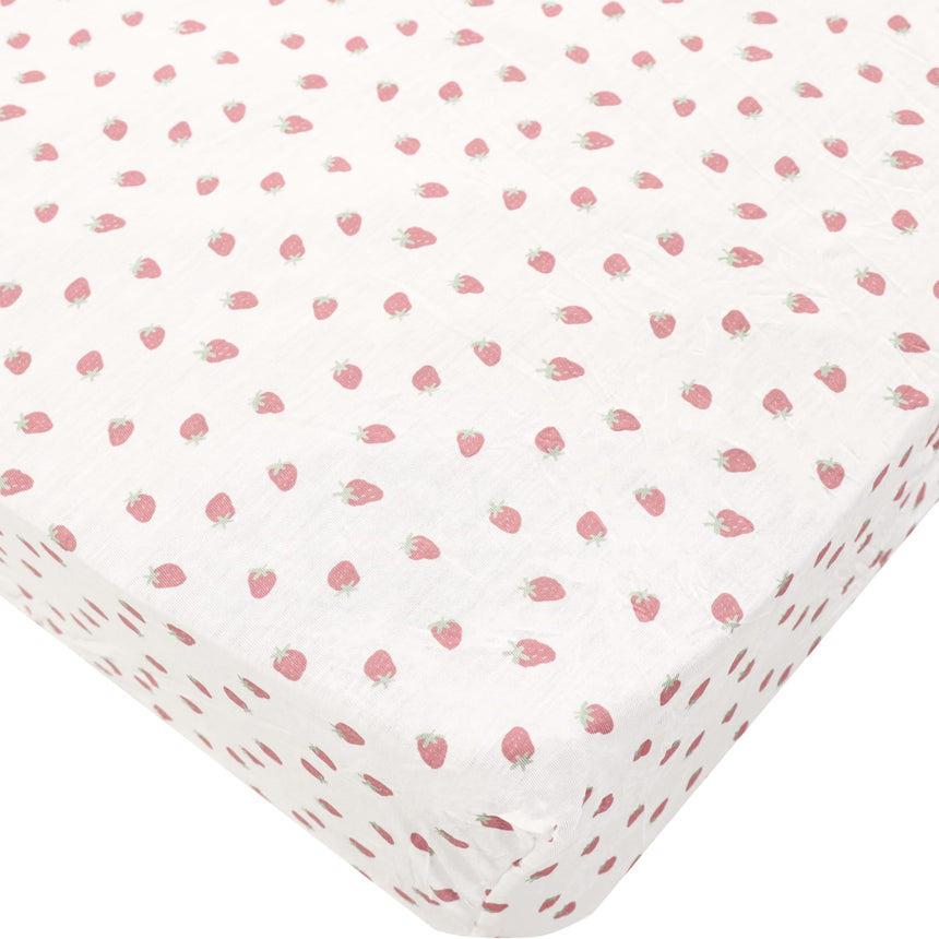 Crib Fitted Sheet - Strawberries