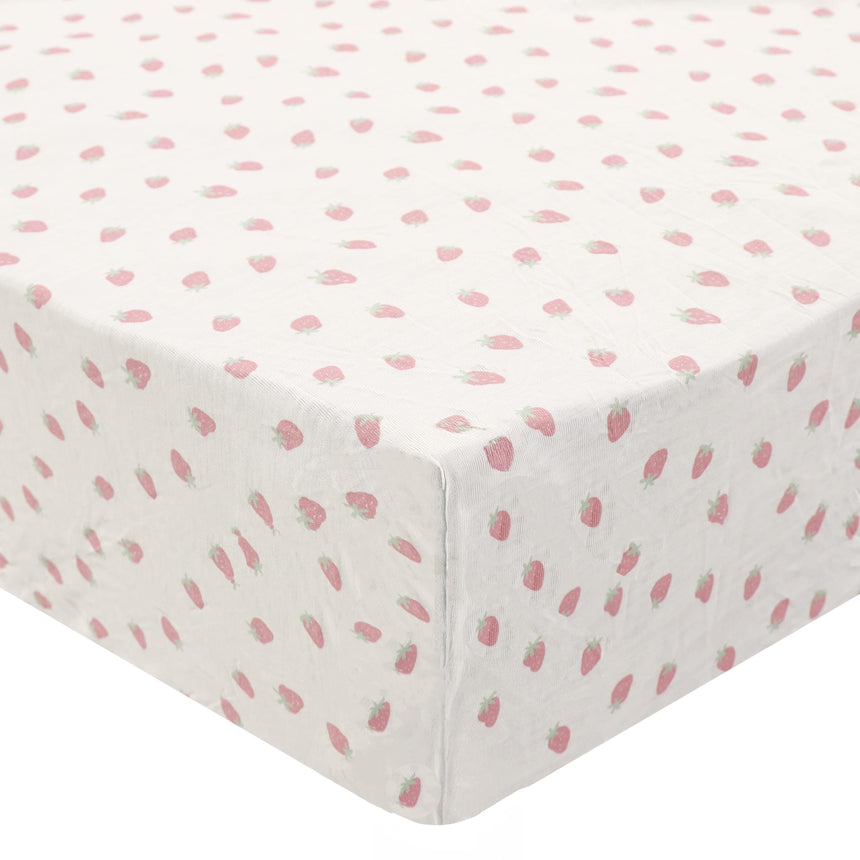 Crib Fitted Sheet - Strawberries
