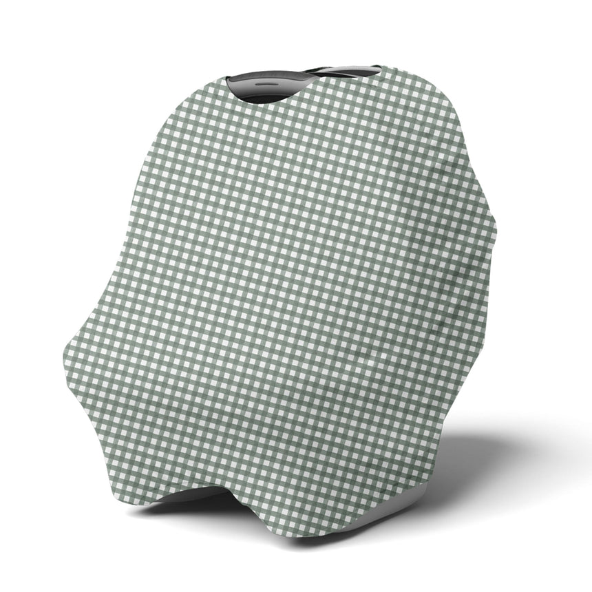 Housse 3-en-1 Siège d'Auto et Foulard d'Allaitement - Uni Vichy Sauge-Coccoli-CC3-VM6029-CLÉMENT