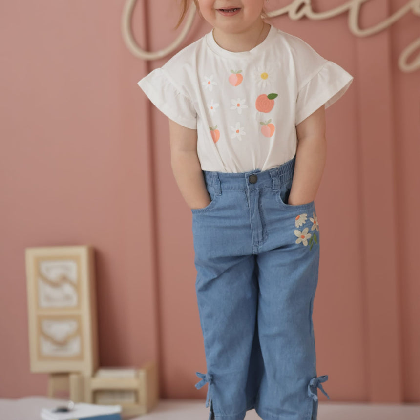 Pantalon Chambray Pique-Nique 2-8ans-Chat Botte-CHI-1262473C-CLÉMENT